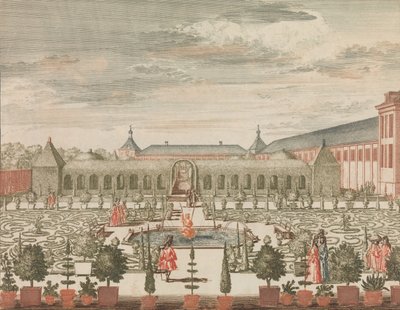 Dronningens hage med det grønne kabinettet, og oransjeriet, sett bakfra, i: Til..., n.d.. av Lorenz Scherm