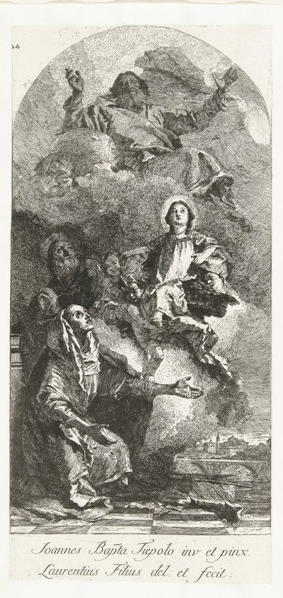 Sts Joachim og Anna med Gud Faderen og Jomfruen Den hellige Anna og Joachim med Maria og Gud Faderen av Lorenzo Baldissera Tiepolo