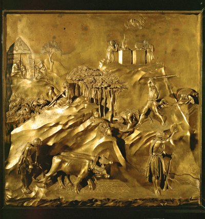 Adams arbeid etter fallet, Kain dreper Abel (bronse) av Lorenzo Ghiberti