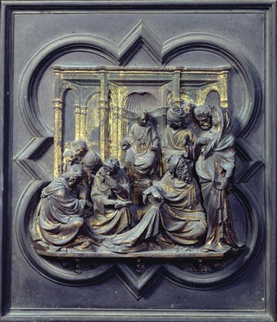 Christ Amongst the Doctors, fjerde panel av norddørene til dåpskapellet i San Giovanni, 1403-24 (bronse) av Lorenzo Ghiberti