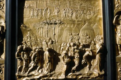 Israelites Take Jericho, detalj av Baptistery Door, Firenze, Italia, c1400-tallet av Lorenzo Ghiberti