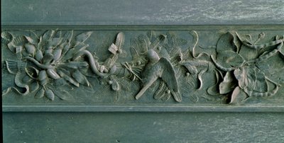 Skulptert ramme, detalj av nordporten. Lavrelieff bronse av Lorenzo Ghiberti