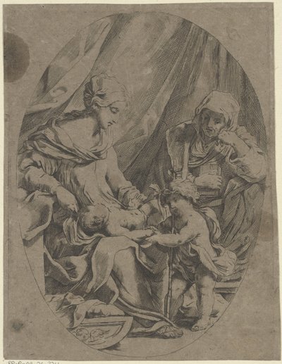 Maria med Kristusbarnet, den unge døperen Johannes og Elizabeth av Lorenzo Loli