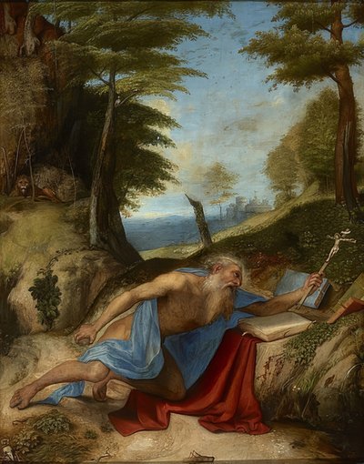 Den angrende Saint Hieronymus. Rundt 1513 av Lorenzo Lotto