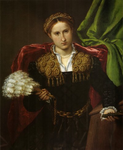 Portrett av Laura da Pola, kona til Febo da Brescia. av Lorenzo Lotto