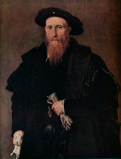 Portrett av en herre med hansker, c1543 av Lorenzo Lotto
