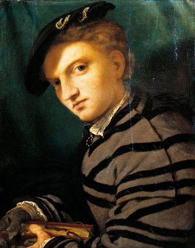 Portrett av ung mann av Lorenzo Lotto (1480 ca- 1556), olje på panel, ca 1526 av Lorenzo Lotto