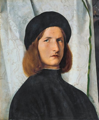 Portrett av ung mann med lampe, 1508 av Lorenzo Lotto