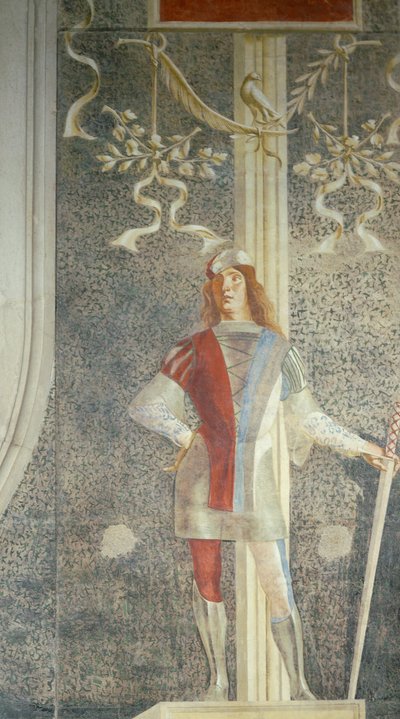 Senator Augustine Onigos gravstein, av Lorenzo Lotto (ca 1480-1556), Detalj av figuren på siden, Church of San Nicolo, Treviso av Lorenzo Lotto