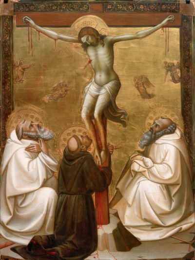 Kristus på korset med St. Benedikt, Frans og Romuald av Lorenzo Monaco