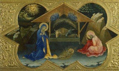 Nativity, scene fra predella av Coronation of Virgin av Lorenzo Monaco (ca 1370-1425), tempera på panel, 32x53 cm av Lorenzo Monaco