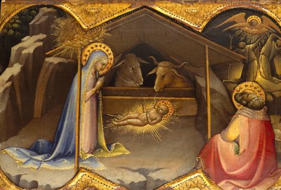 The Nativity, 1406-10 (tempera på tre, gullmalt) av Lorenzo Monaco
