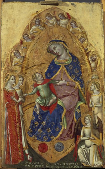 The Mystical Marriage of St. Catherine - Tempera på tre av Lorenzo Veneziano