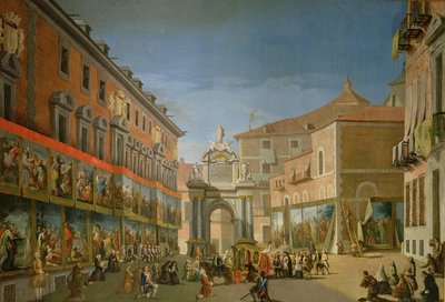 Triumfbuen til St. Mary i hovedgaten i Madrid (olje på lerret) av Lorenzo de Quiros