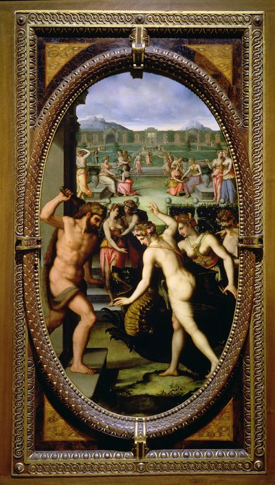 Hercules dreper dragen fra Hesperides, 1572 (olje på skifer) av Lorenzo dello Sciorina