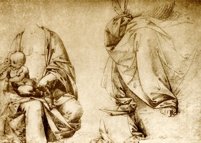 To plaggstudier til en Madonna av Lorenzo di Credi