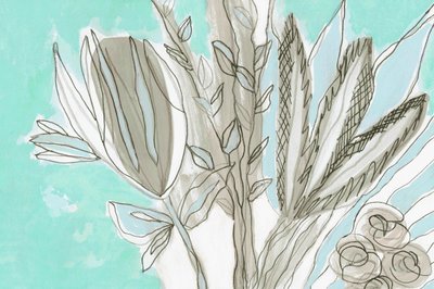 Moderne botaniske motiver i blågrønn farge av Lori Ann Folz