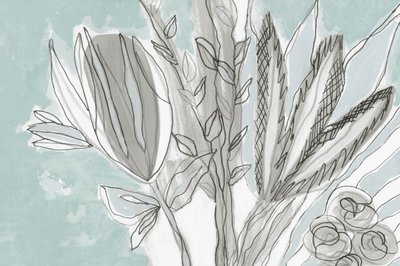 Mykt, botanisk abstrakt motiv av Lori Ann Folz
