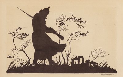 Silhuett av en tysk soldat, første verdenskrig (litho) av Lotte Nicklass