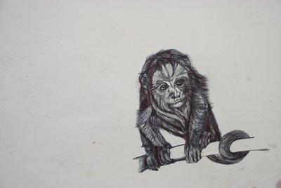 Monkey Business, 2016, (bic biro på papir) av Lou Gibbs