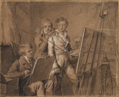 Tre unge artister i et studio av Louis Leopold Boilly