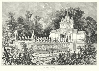 Porten til Angkor, Kambodsja (gravering) av Louis (after) Delaporte
