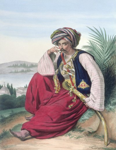 En Mameluke eller slavesoldat, gravert av Thierry Brothers av Louis (after) Dupre