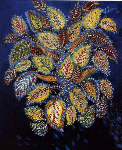 Flekkede blomster på en blå mark, 1929. av Louis