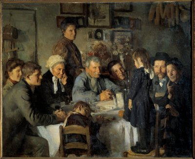 The Golden Wedding Familiemåltid av bønder. Maleri av Louis Adolphe Dechenaud (1868-1926) 1909 Søn. 1,66x2,03 m Dijon, Musee des Beaux Arts av Louis Adolphe Dechenaud