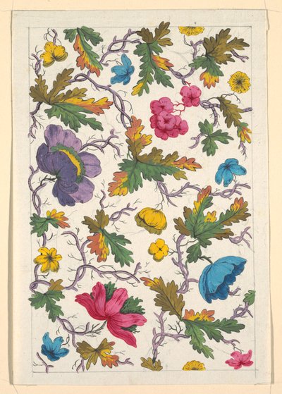 Blomsterdesign for trykt tekstil av Louis Albert DuBois