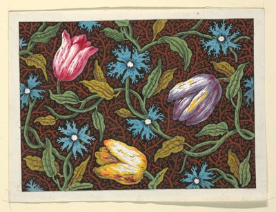 Blomsterdesign for trykte tekstiler av Louis Albert DuBois