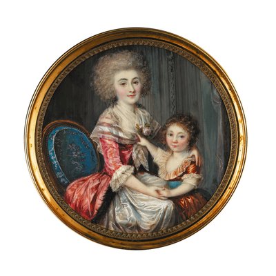En ung dame kalte Madame de Genlis, og omfavnet sin unge sønn av Louis Andre Fabre