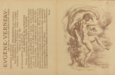Dans naken og reklame for Eugène Verneaus dekorative trykk [verso], 1897. av Louis Anquetin
