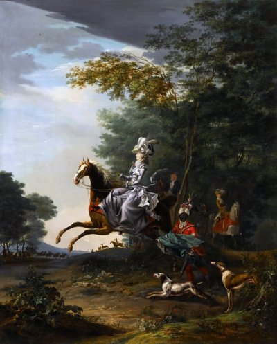 Marie-Antoinette 1755-1793 Jakt med hunder av Louis Auguste Brun de Versoix