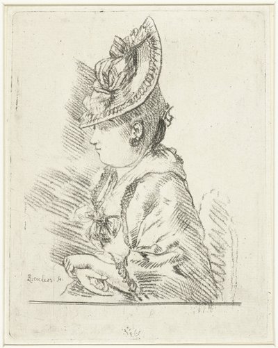 Portret van een jonge dame met hoed in profiel naar links   1332540   no       norwegian Successfully Translated  Original: Map of the ancient earthworks at Loughton Camp made around AD 52 in Epping Forest, Essex, 1876 Translat: Map of the ancient earthwor av Louis Bernard Coclers