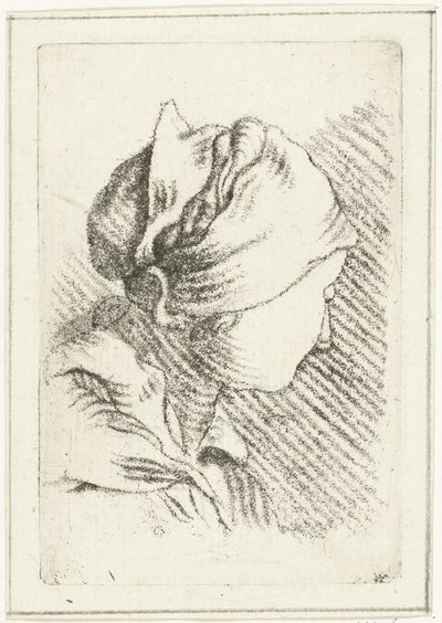 Studieark med et kvinnehode med et skjerf av Louis Bernard Coclers