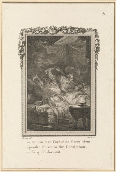 Hungersnød etter ordre fra Ceres kommer til å spre giften på Eresicthon, mens han sov av Louis Binet after Jean Michel Moreau