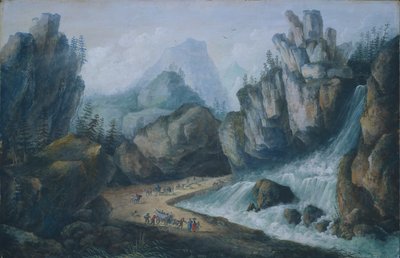 Torrent og foss i Alpene, 1792. av Louis Bélanger