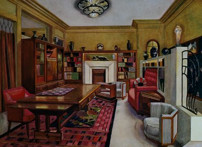 Studierom av Leon Bouchet (1880-1940), akvarell Libis for Le Confotable, Frankrike, 1900-tallet av Louis Bouchet
