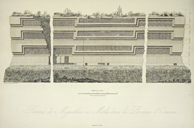 Ruinene av Miguitlan eller Mitla, i provinsen Oaxaca, illustrasjon fra 'Views of the Cordilleras and monuments of the urbefolkningen i Amerika' av Alexander von Humboldt og Aime Bonpland av Louis Bouquet