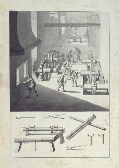 Produksjon av kanoner, tegning for 
