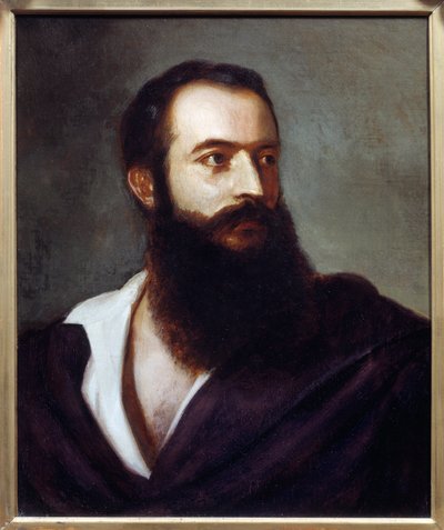 Portrett av Felice Orsini (1819 - 1858) gjerningsmannen til angrepet på Napoleon III 14. januar 1858. Maleri av Louis Bucheister (? -1881), Italia. Olje på lerret. Mål: 0,47 x 0,38 m. Paris, Musee Carnavalet av Louis Buchheister
