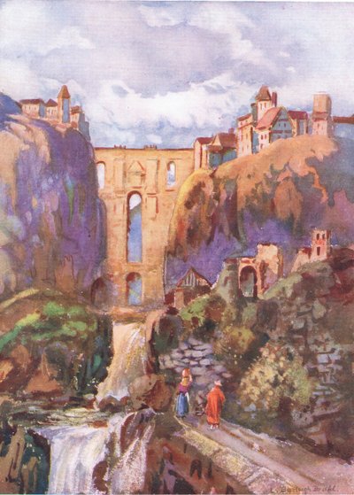 Tajo Ronda, fra Hutchinsons Picturesque Europe utgitt av Hutchinson & Son, ca. 1930 av Louis Burleigh Bruhl