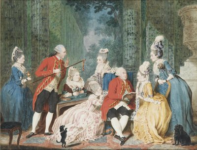 Society i Palais Royal, ca 1775 av Louis Carrogis dit Carmontelle