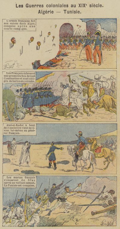 Kolonikriger på 1800-tallet, Algerie, Tunisia (farge litho) av Louis Charles (after) Bombled
