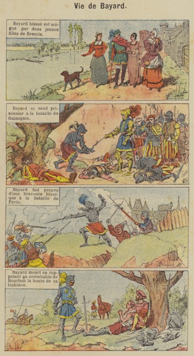 Life of Bayard (farge litho) av Louis Charles (after) Bombled