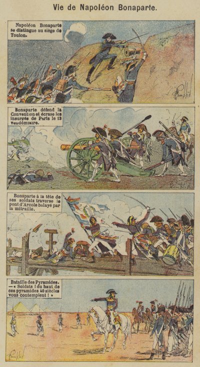 Livet til Napoleon Bonaparte (Color Litho) av Louis Charles (after) Bombled