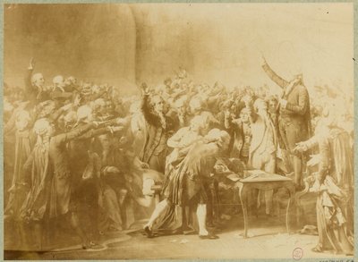 The Tennis Court Oath, 20. juni 1789 (sepia-bilde) av Louis Charles Auguste (after) Couder