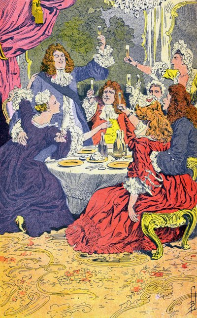 En regentmiddag, hertugen av Orleans av Louis Charles Bombled