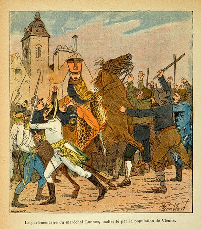 Illustrasjon av Bombled Louis (1862-1927) fra boken "The Memorial of Saint Helene" av grev Emmanuel de Las Cases (1766-1842): Parlamentarikeren i Marechal Lannes mishandlet av befolkningen i Wien, privat samling av Louis Charles Bombled